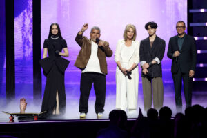 INGLEWOOD, CALIFORNIA - MAY 31: (L-R) Sofia Carson, Luis Guzmán, Joanna Lumley, Isaac Ordonez and Fred Armisen attend NETFLIX TUDUM 2025: THE LIVE EVENT at The Kia Forum on May 31, 2025 in Inglewood, California. (Photo by Kevin Mazur/Getty Images for Netflix)